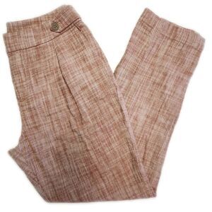 Christopher & Banks pleated trousers, 100% cotton, rust & white tweed design, 8